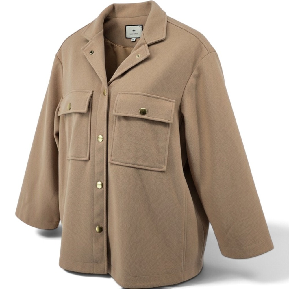 Tuckernuck Shacket Womens M Jackie Camel Snap Button Utility EUC